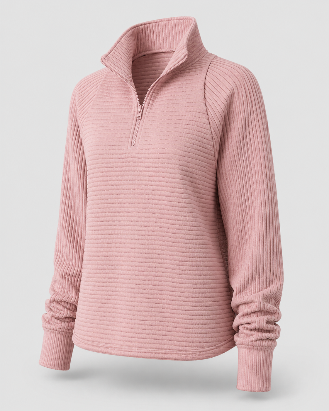 Gerippter Quarter-Zip-Pullover Detailansicht