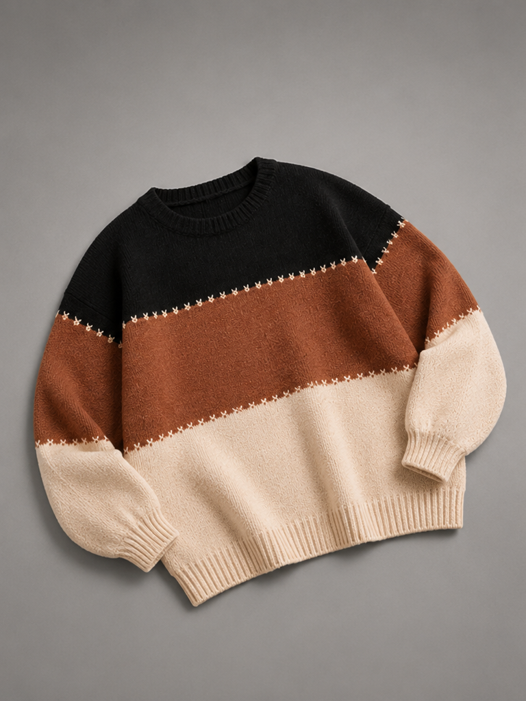 Colorblock-Oversized-Pullover Detailansicht