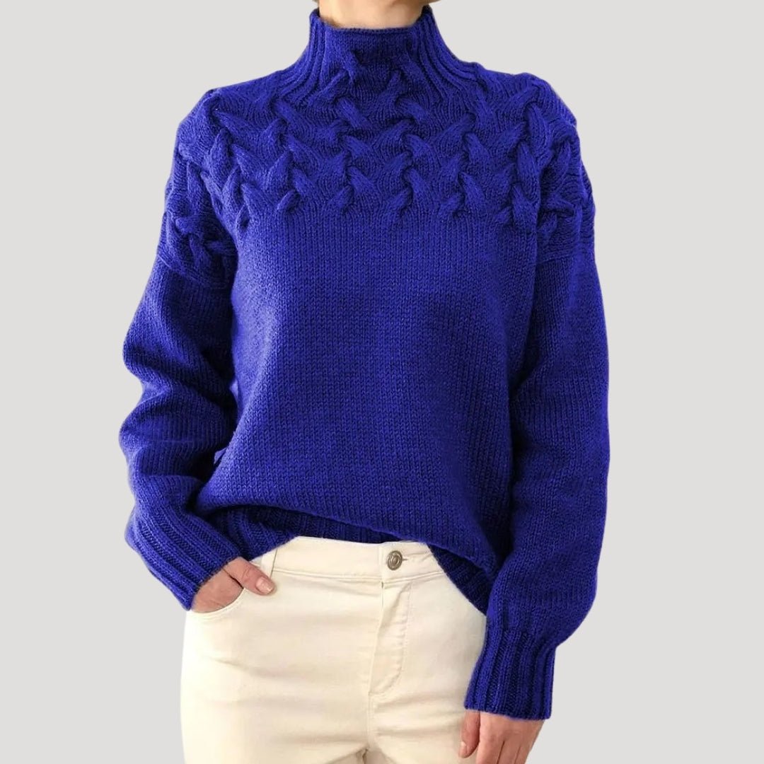 Women's Cable Knit Turtleneck Pullover Sweater product view