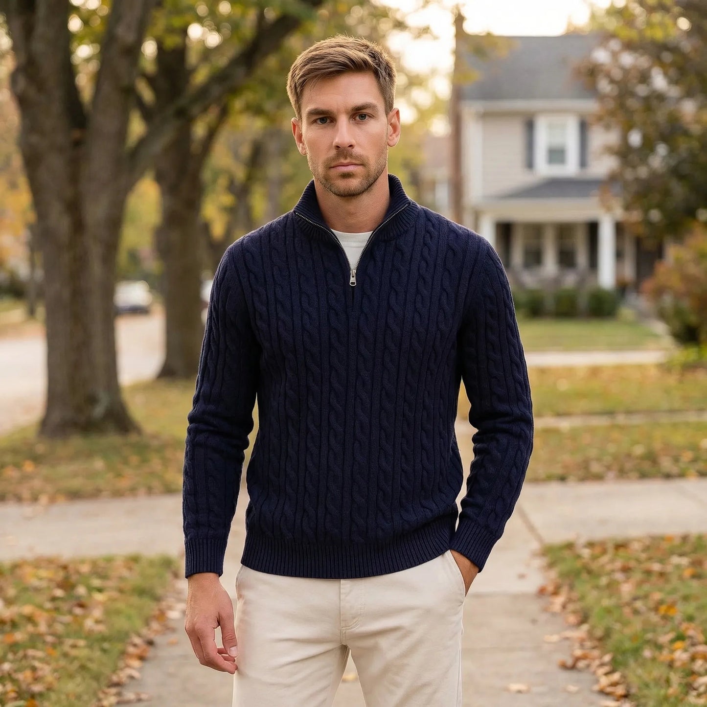 Knit Quarter-Zip Men's Sweater - Edmond product view