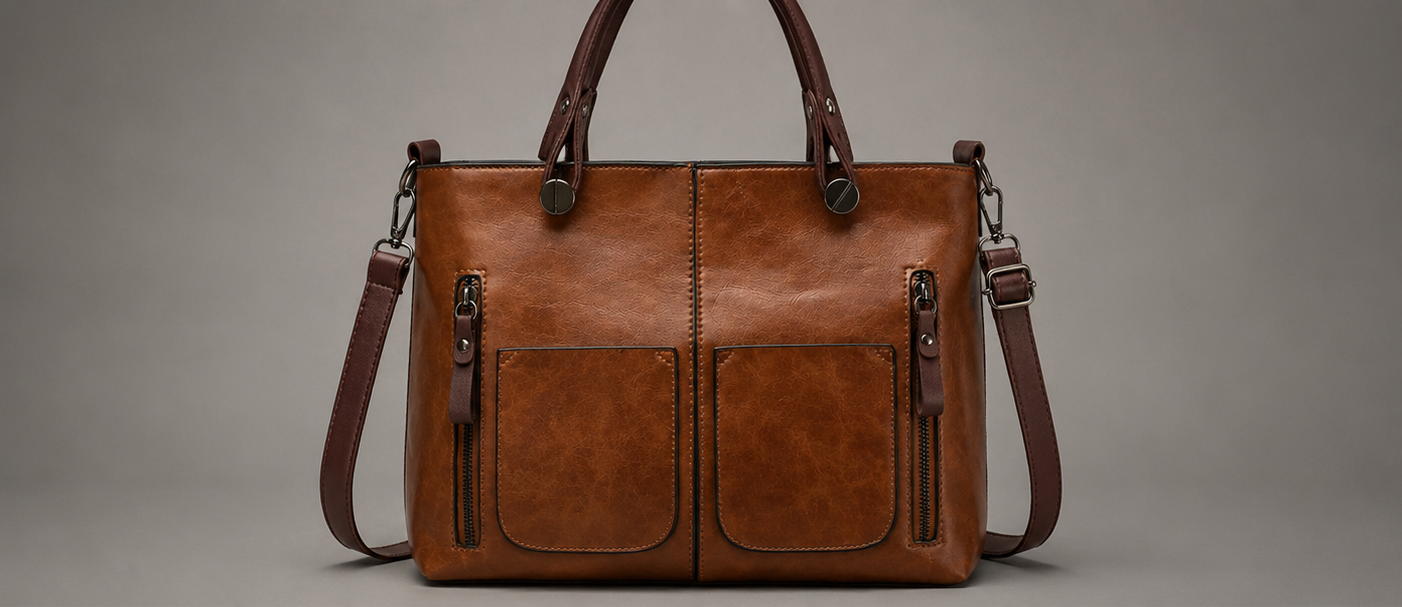 Leder-Tragetasche mit Doppeltasche