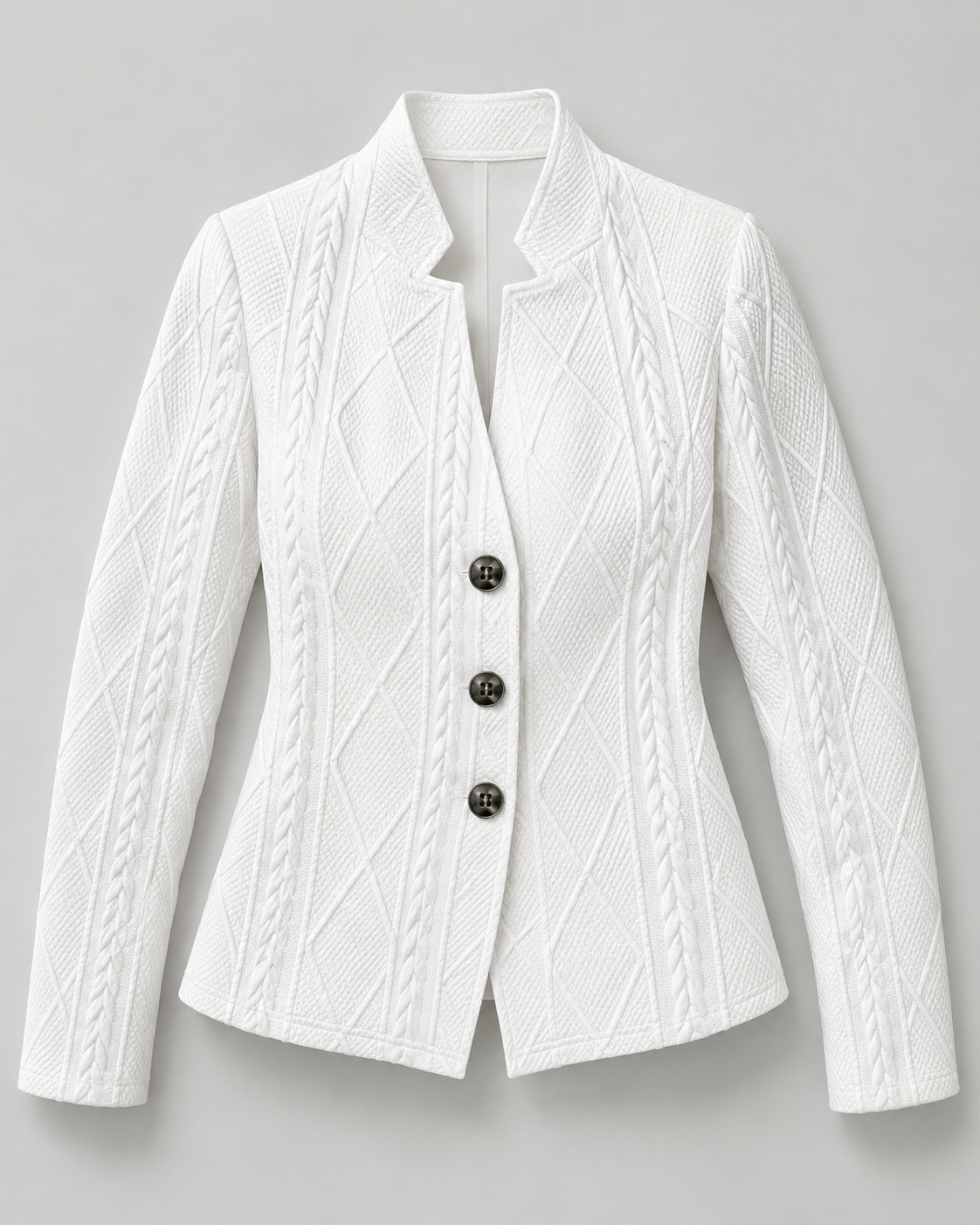 Zopfstrick-Blazer-Jacke Vorderansicht