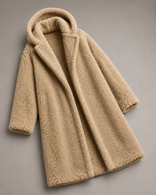 Oversized Sherpa-Kapuzenmantel Vorderansicht