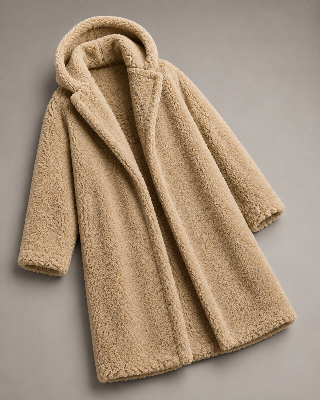 Oversized Sherpa-Kapuzenmantel Vorderansicht