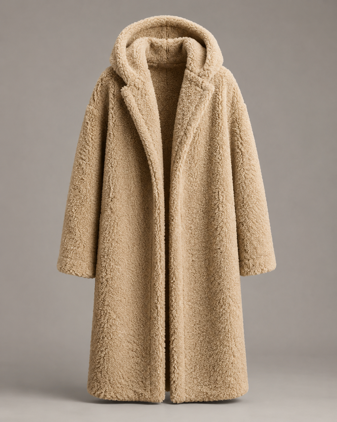 Oversized Sherpa-Kapuzenmantel Seitenansicht