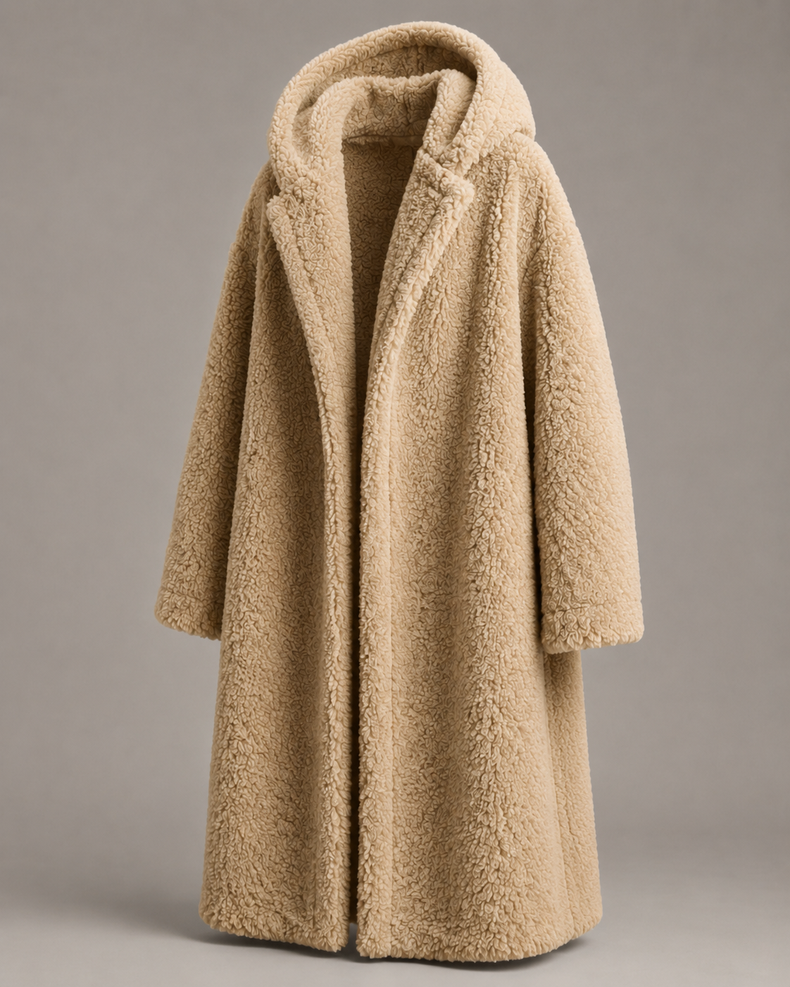 Oversized Sherpa-Kapuzenmantel Detailansicht