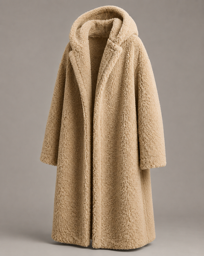 Oversized Sherpa-Kapuzenmantel Detailansicht