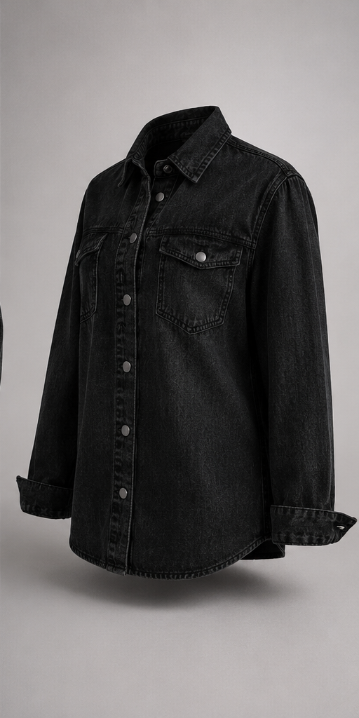 Oversized Denim-Shacket Seitenansicht
