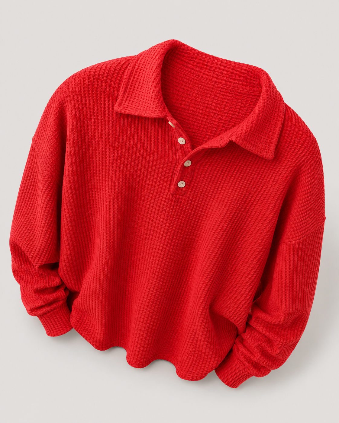 Waffelstrick-Polo-Pullover Seitenansicht