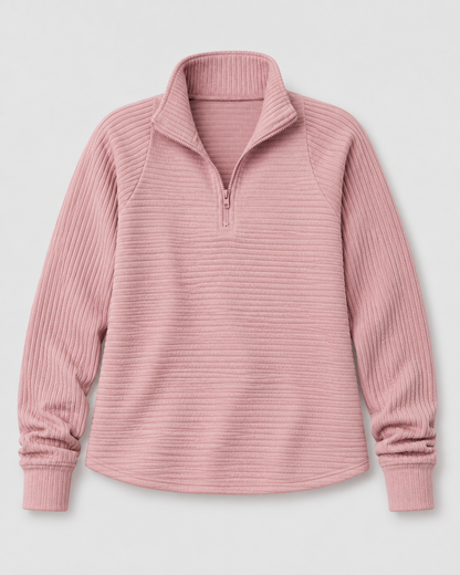 Gerippter Quarter-Zip-Pullover Seitenansicht