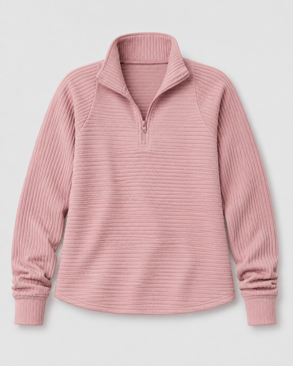 Gerippter Quarter-Zip-Pullover Seitenansicht