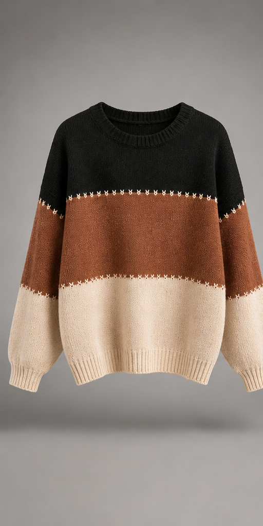 Colorblock-Oversized-Pullover Seitenansicht