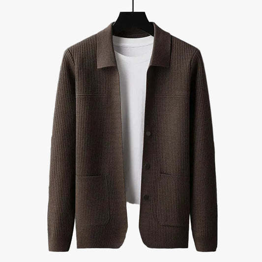 Men's rib knit button-front cardigan