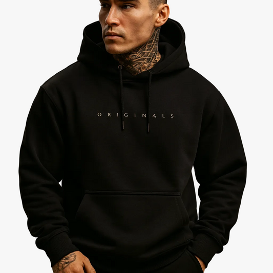 Men's Knit Hoodie With Drawstrings And Printed Wordmark product view