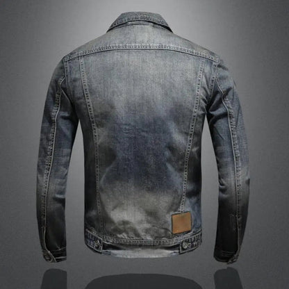 Men's Retro Washed Denim Zip-Up Jacket Casual Outerwear Coat product view