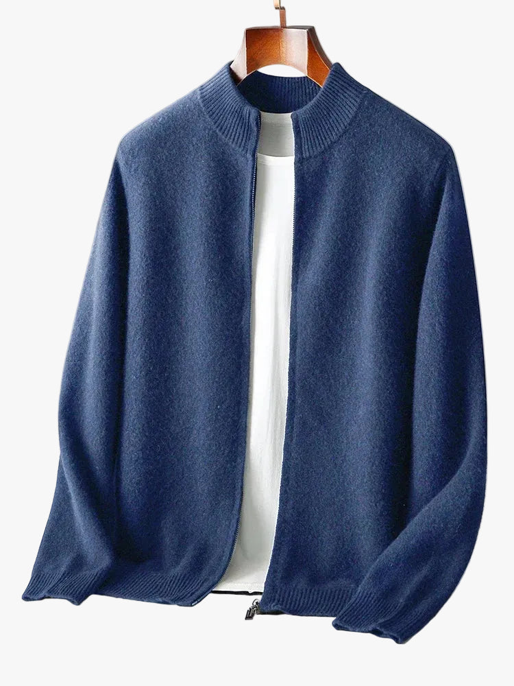 Men's Merino Cardigan with Full Zip and Mock Neck product view