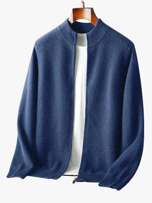 Men's Merino Cardigan with Full Zip and Mock Neck product view