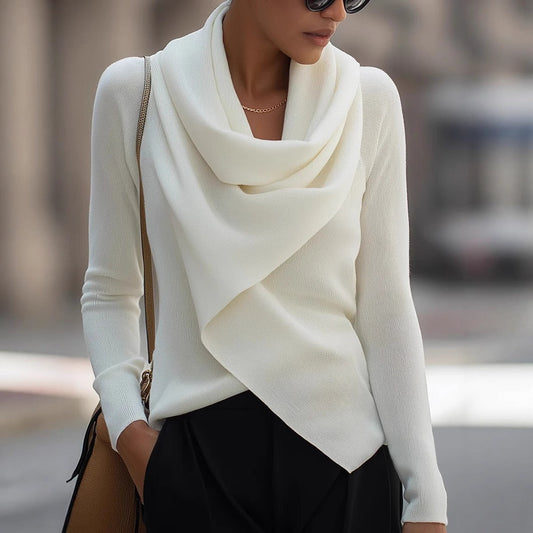 Sleeve Knit Sweater With Wrap Detail - Ernestine product view