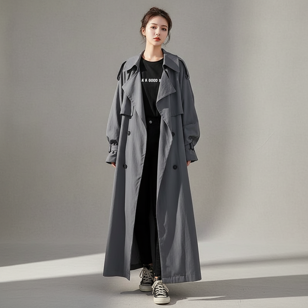 Oversized Long Trench Coat - Scarlett product view