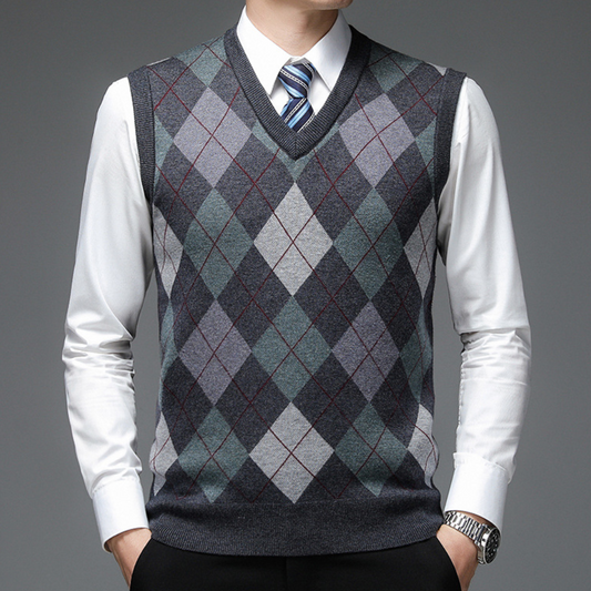 Gentlemen's Spencer with Stylish Argyle Pattern - Felix product view