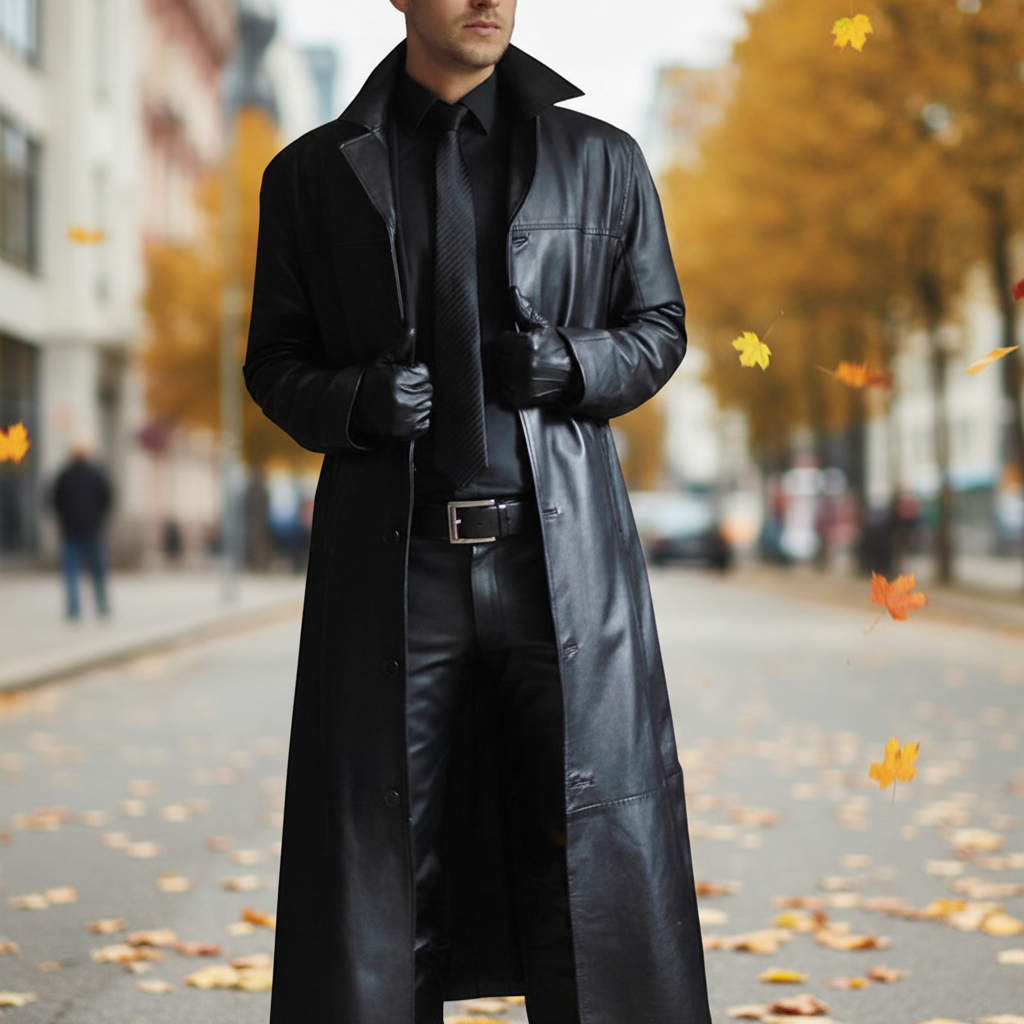 Long leather jacket - Anton product view