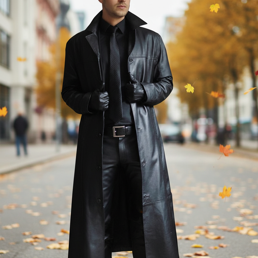 Long leather jacket - Anton product view