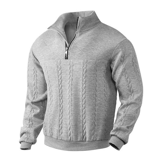 Men's Cable Knit Sweater Quarter-Zip Pullover product view
