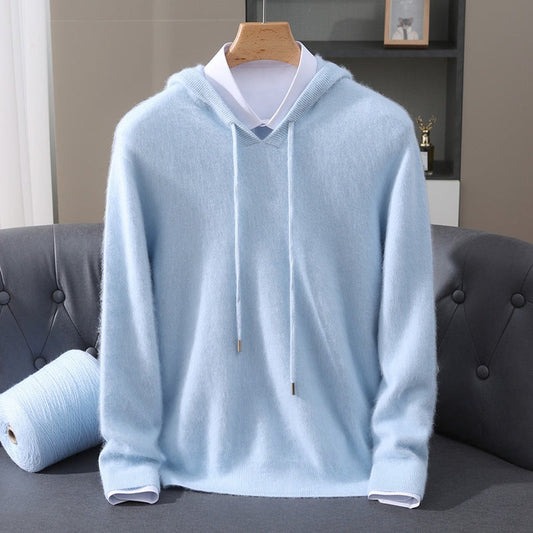 Men's Cashmere Hooded Pullover Knit Sweater product view