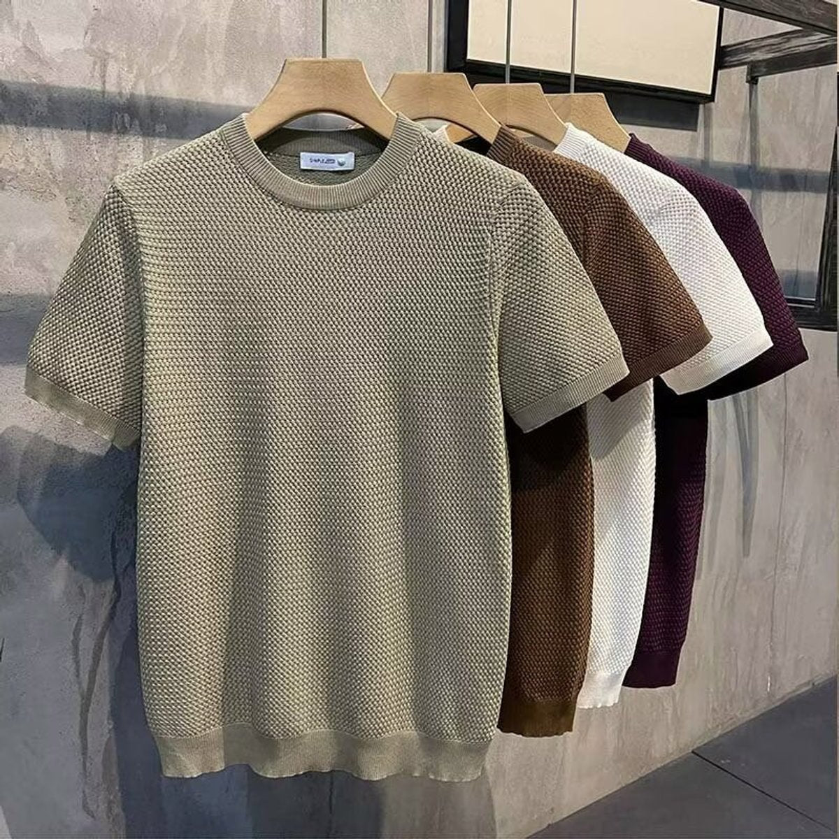 Men's Textured Knit Crewneck Sweater Relaxed Fit product view