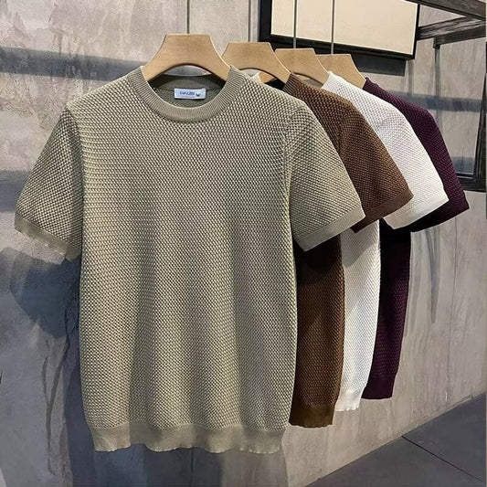 Men's Textured Knit Crewneck Sweater Relaxed Fit product view