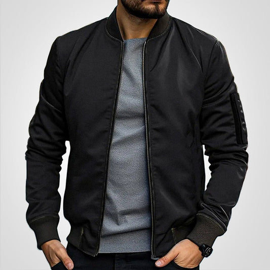 Men's Classic Slim-Fit Zip-Up Bomber Jacket product view