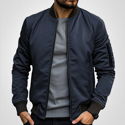 Men's Classic Slim-Fit Zip-Up Bomber Jacket product view