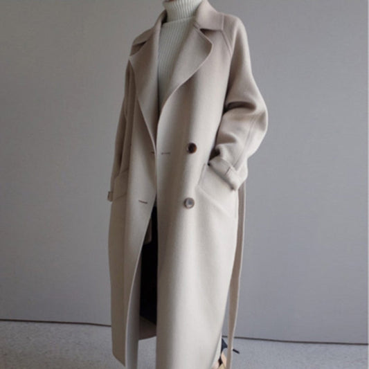 Women's Long Double-Breasted Cashmere Blend Coat product view