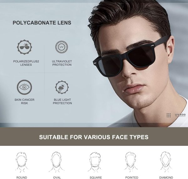 Sunglasses Men Polarized Sunglasses for Womens Trendy Retro Mirror Lens for Driving Fishing UV400 Protection - Image 2