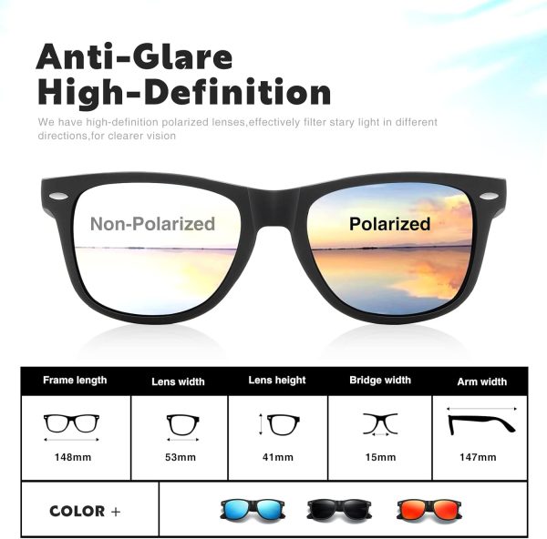 Sunglasses Men Polarized Sunglasses for Womens Trendy Retro Mirror Lens for Driving Fishing UV400 Protection - Image 4