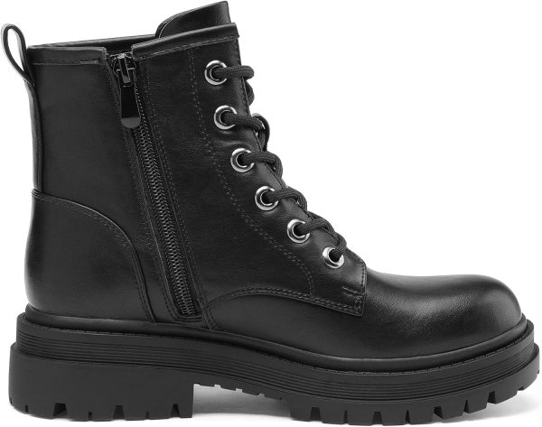 Black Lace-up Combat Boots Ankle Booties for Women - Image 5