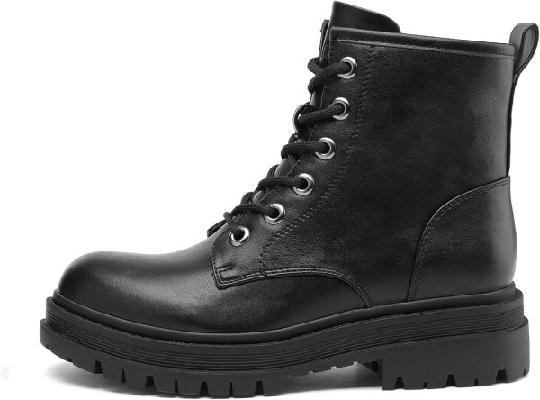 Black Lace-up Combat Boots Ankle Booties for Women - Image 6