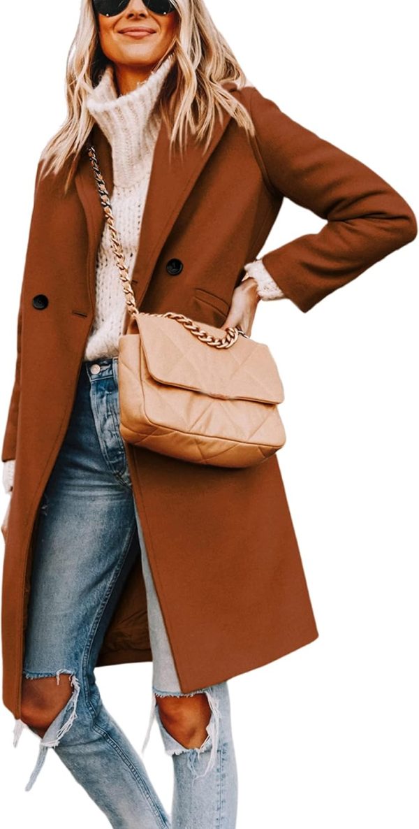 Women's Winter Wool Coat Casual Notch Lapel Single-Breasted Peacoat