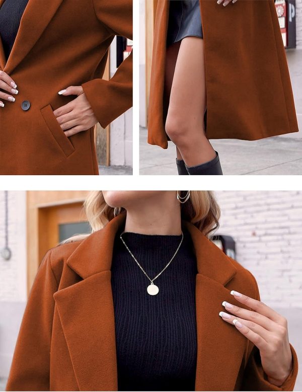 Women's Winter Wool Coat Casual Notch Lapel Single-Breasted Peacoat - Image 6