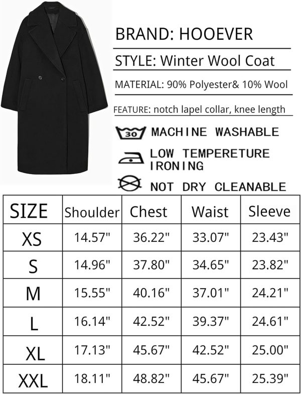 Women's Winter Wool Coat Casual Notch Lapel Single-Breasted Peacoat - Image 7