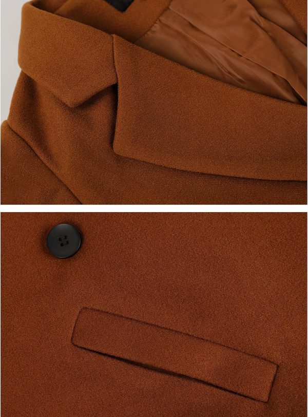 Women's Winter Wool Coat Casual Notch Lapel Single-Breasted Peacoat - Image 8