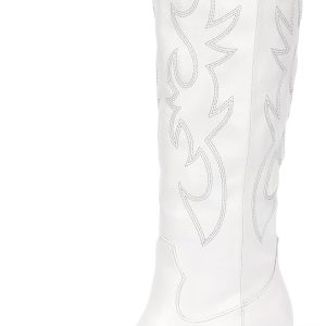 Western Cowboy Boots for Women - Knee High Wide Calf Cowgirl Boots with Classic Embroidered, Slip On Pointed Toe Chunky Heel Fashion Retro Classic Pull On Tall Boot for Girls Ladies Fall Winter