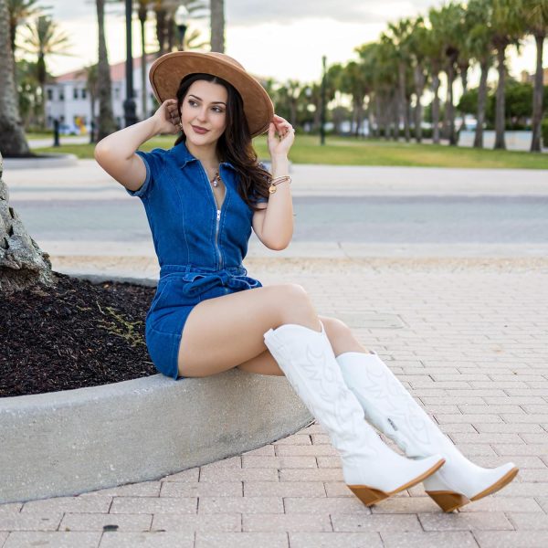 Western Cowboy Boots for Women - Knee High Wide Calf Cowgirl Boots with Classic Embroidered, Slip On Pointed Toe Chunky Heel Fashion Retro Classic Pull On Tall Boot for Girls Ladies Fall Winter - Image 2