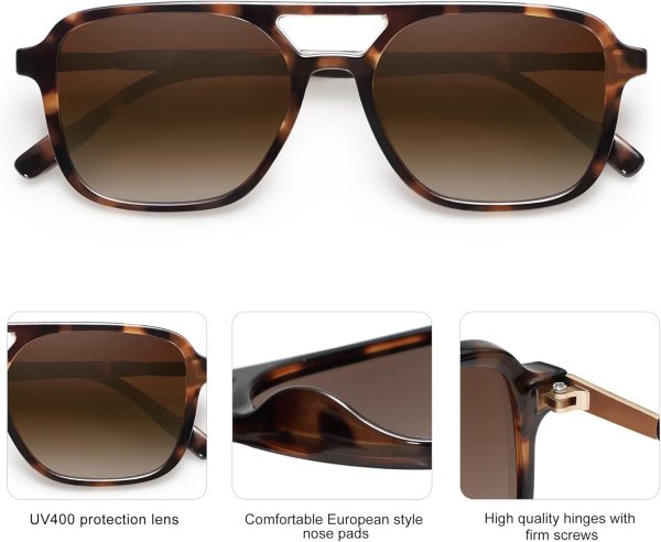 Retro Aviator Sunglasses for Women Men,Trendy Rectangle Womens Mens Shades Sun Glasses SJ2202 - Image 4
