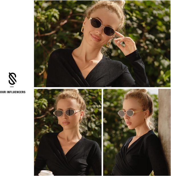 Retro Oval Sunglasses for Women Men Trendy Sun Glasses Classic Shades UV400 Protection SJ1217 - Image 3