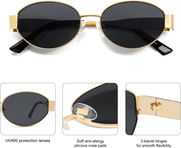Retro Oval Sunglasses for Women Men Trendy Sun Glasses Classic Shades UV400 Protection SJ1217 - Image 4