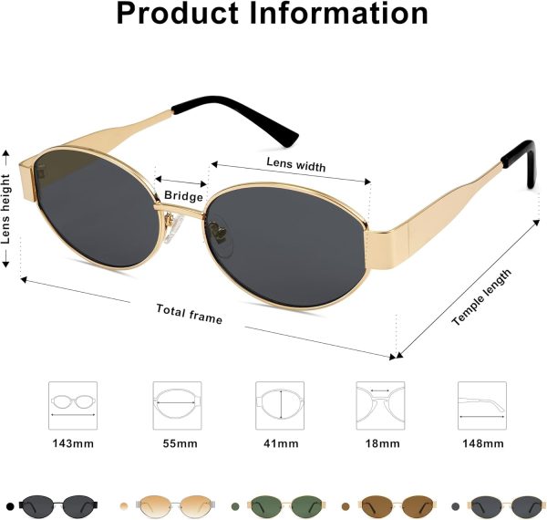 Retro Oval Sunglasses for Women Men Trendy Sun Glasses Classic Shades UV400 Protection SJ1217 - Image 5